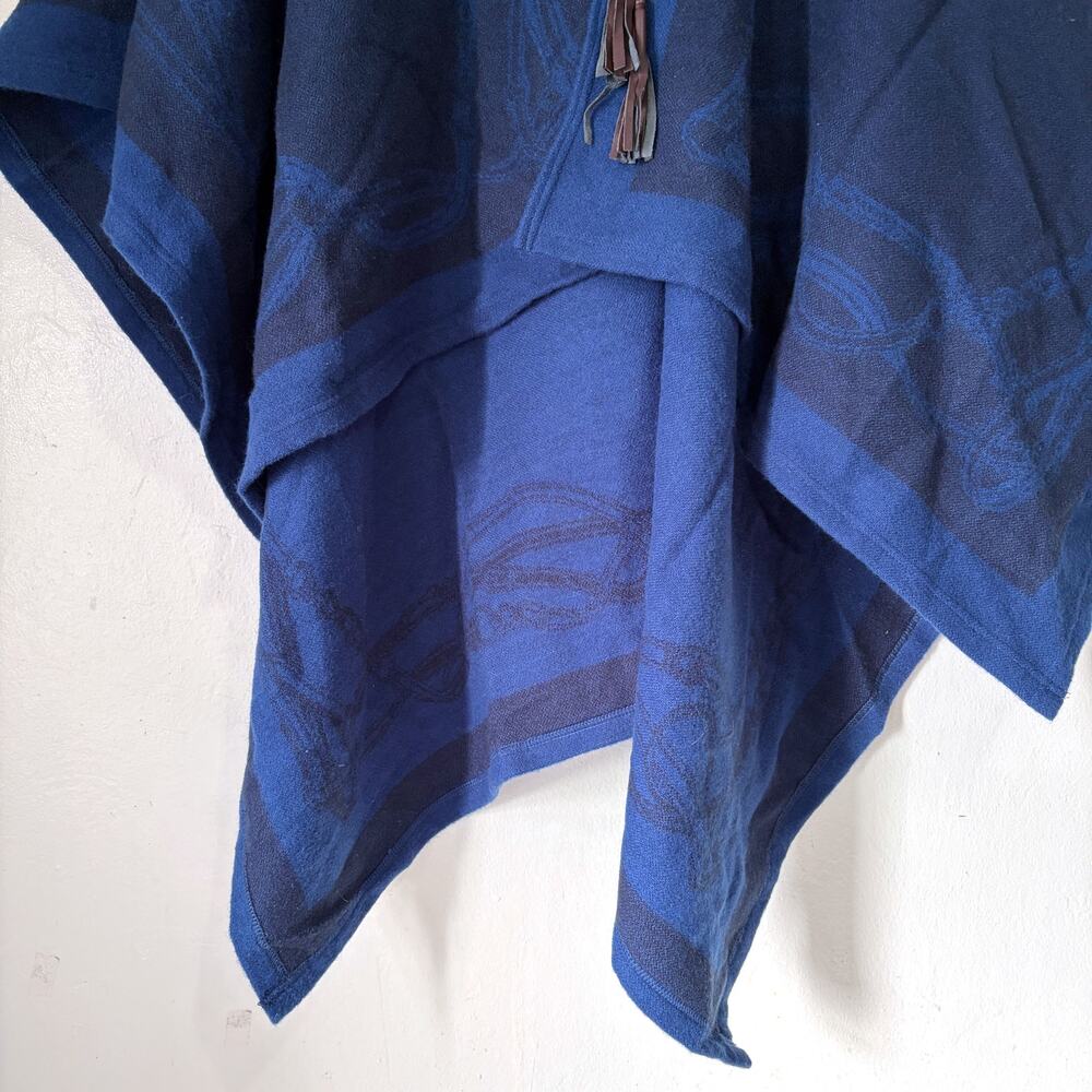 Ralph Lauren Navy Blue Cotton Blend Poncho Wrap - Picture 5 of 11